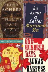 Couvertures des livres Things Fall Apart, Une si longue lettre, Ébène et Cent jours