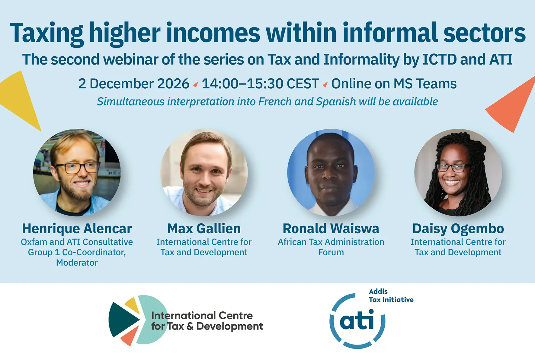 Artwork for the webinar on taxing high income earners in informal sectors.