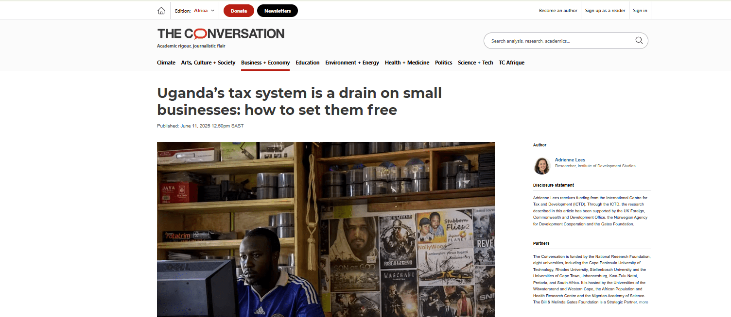 Adrienne Lees pens piece on tax compliance costs for Ugandan firms for The Conversation Africa