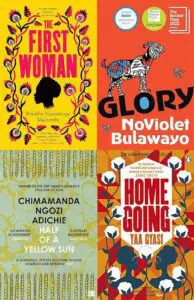 Couvertures des livres The First Woman, Glory, L'Autre Moitié du soleil et No Home