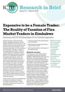 Cover of ICTD Research in Brief 35: Expensive to be a Female Trader, on flea market traders in Zimbabwe