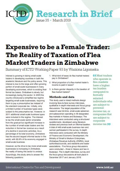 Expensive to be a Female Trader: The Reality of Taxation of Flea Market Traders in Zimbabwe