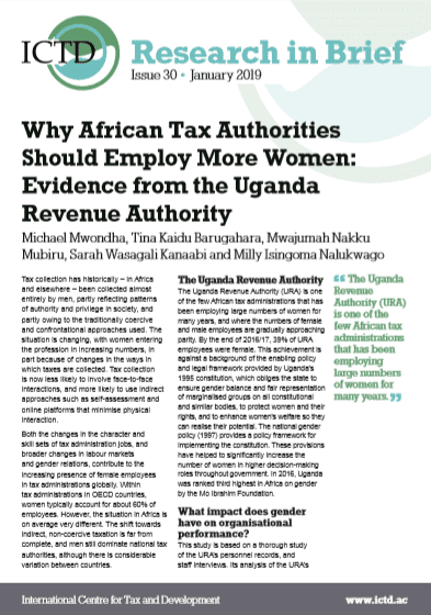 Why African Tax Authorities Should Employ More Women: Evidence from the Uganda Revenue Authority