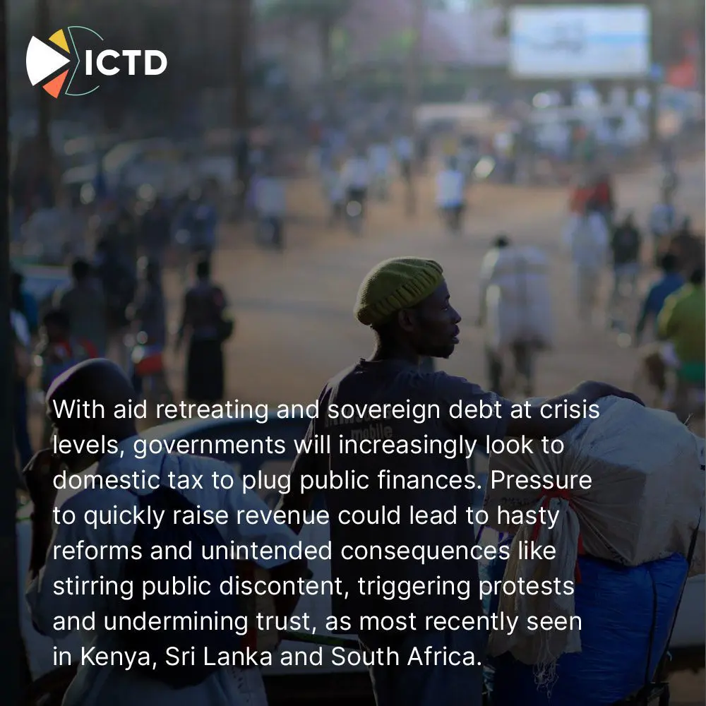 Slide 2: with aid retreating and debt at crisis levels, governments will look to domestic tax to plug public finances