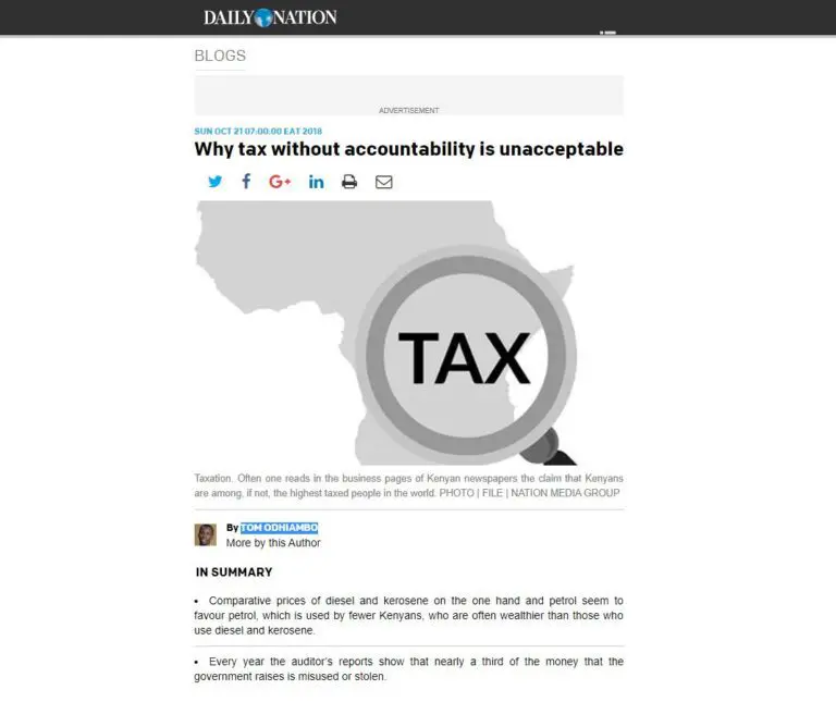 Taxing Africa discussed in Daily Nation blog