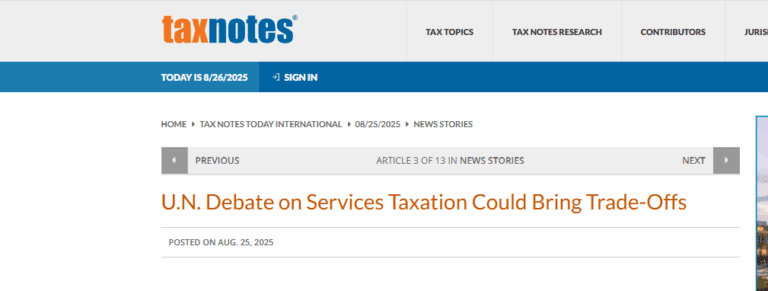 Une note de l'ICTD sur les négociations fiscales de l'ONU citée dans un article de Tax Notes