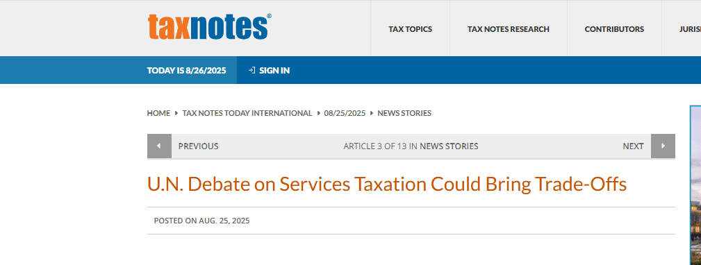 ICTD brief on UN tax negotiations cited in Tax Notes report