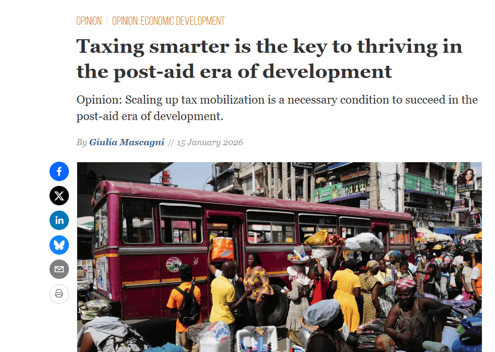 Giulia Masacagni pens op-ed for Devex on taxing smarter in 'post-aid era'