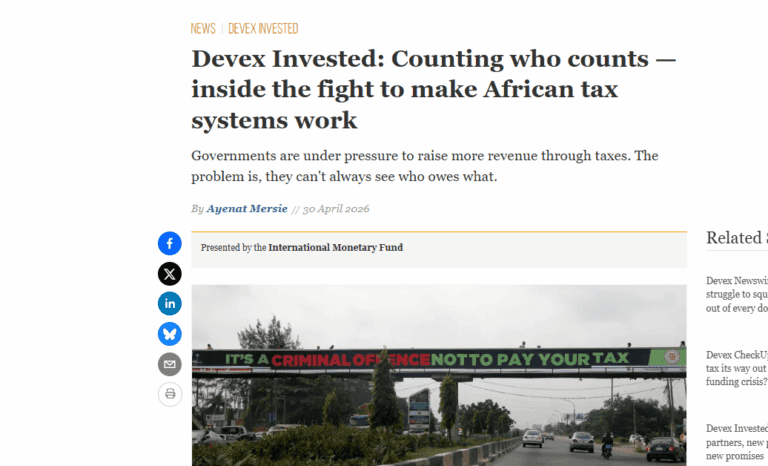 Devex cite Giovanni Occhiali sur l'amélioration des systèmes fiscaux africains