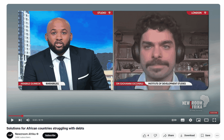 Giovanni Occhiali s'exprime sur l'imposition des plus aisés sur une grande chaîne d'information sud-africaine