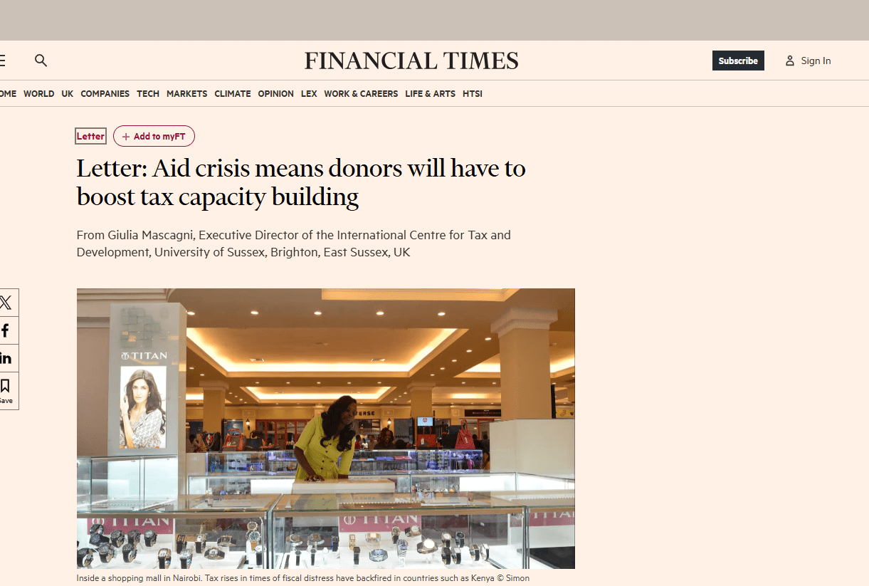 Giulia Mascagni pens a Letter to the Editor of the Financial Times