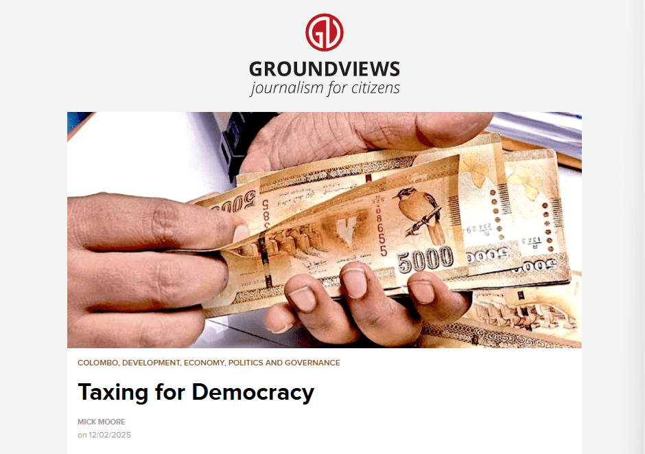 L'article de Mick Moore sur la fiscalité foncière du Sri Lanka repris par les médias locaux