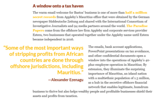 Extrait de l'article de l'ICIJ sur les Paradise Papers citant Alexander Ezenagu sur le transfert de bénéfices hors d'Afrique