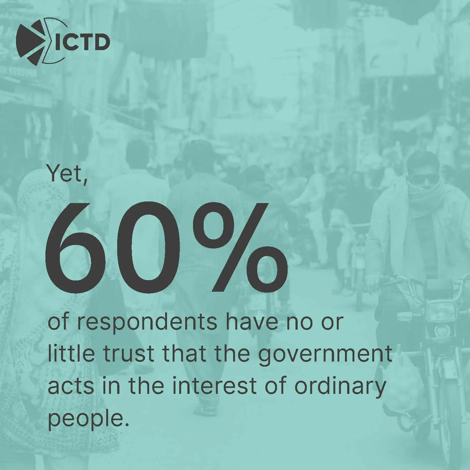 Slide 6 of 9: yet 60% of respondents have little or no trust that the government acts in the interest of ordinary people