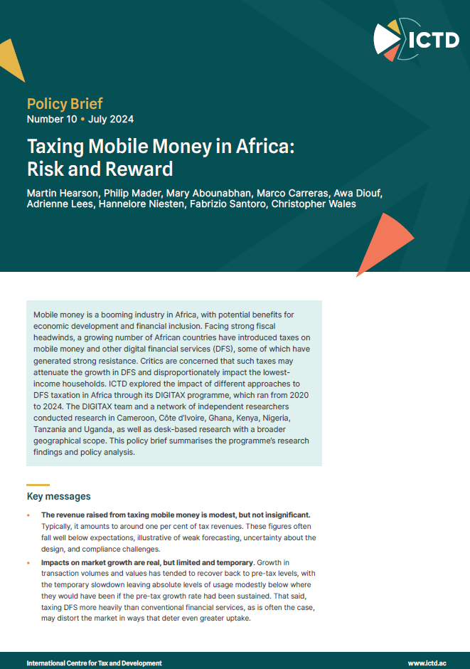 Taxing Mobile Money in Africa: Risk and Reward