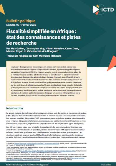 Fiscalité simplifiée en Afrique : état des connaissances et pistes de recherche