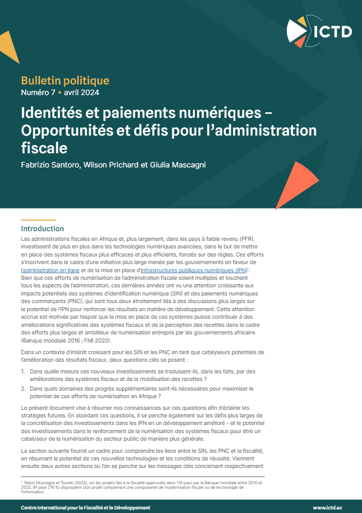 Identités et paiements numériques – Opportunités et défis pour l’administration fiscale