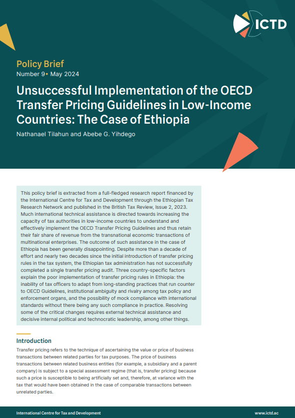 Unsuccessful Implementation of the OECD Transfer Pricing Guidelines in Low-Income Countries: The Case of Ethiopia