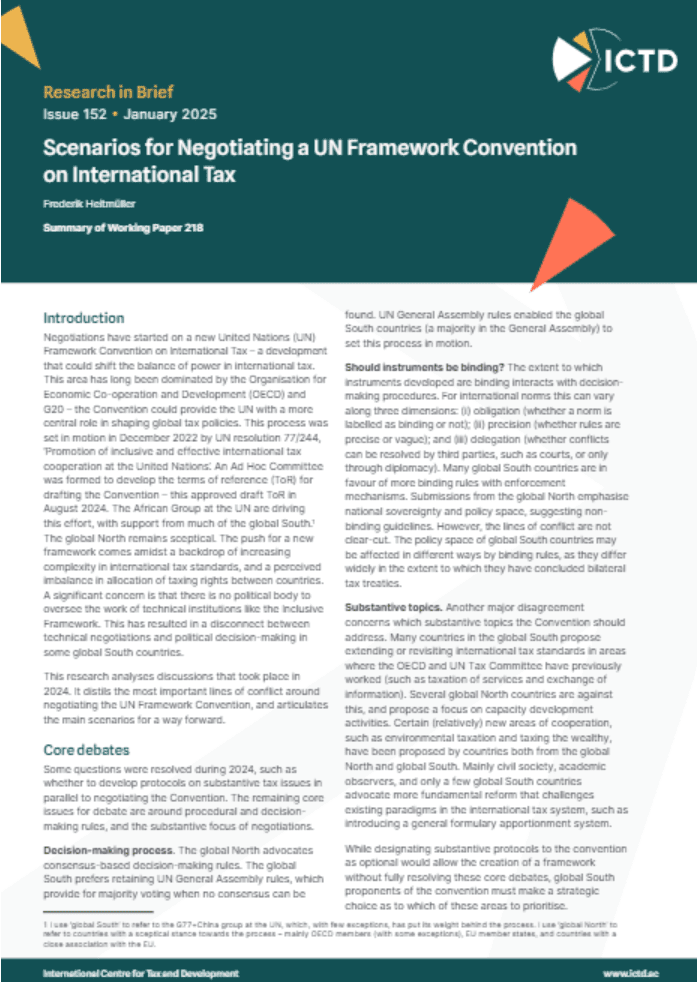 Scenarios for Negotiating a UN Framework Convention on International Tax
