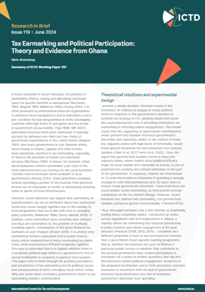 Tax Earmarking and Political Participation: Theory and Evidence from Ghana