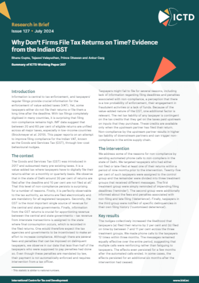 Why Don’t Firms File Tax Returns on Time? Evidence from the Indian GST