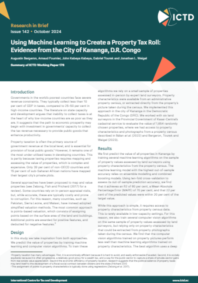 Using Machine Learning to Create a Property Tax Roll: Evidence from the City of Kananga, D.R. Congo
