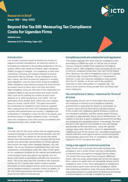 Beyond the Tax Bill: Measuring Tax Compliance Costs for Ugandan Firms