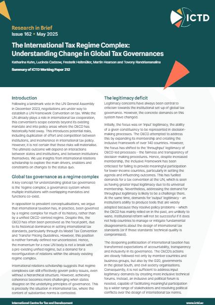 The International Tax Regime Complex: Understanding Change in Global Tax Governance