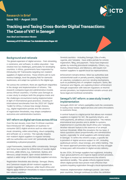 Tracking and Taxing Cross-Border Digital Transactions: The Case of VAT in Senegal