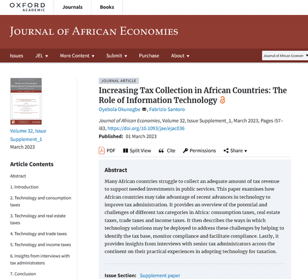 Increasing tax collection in African countries: The role of information technology