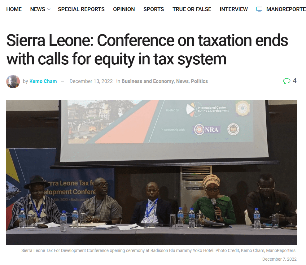 La conférence Tax for Development en Sierra Leone au cœur de la couverture médiatique locale