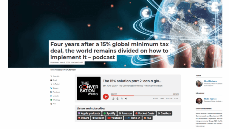 Martin Hearson weighs in on 15% global tax deal in The Conversation Weekly podcast
