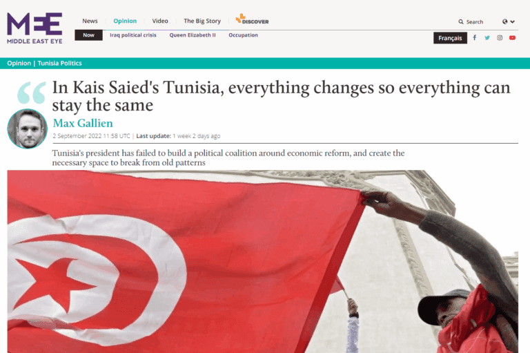 Max Gallien authors piece for Middle East Eye