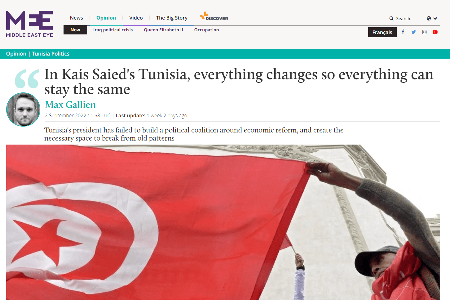 Max Gallien signe un texte dans Middle East Eye