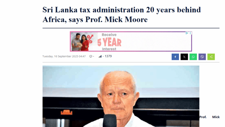 Mick Moore featured in local media on Sri Lanka tax administration