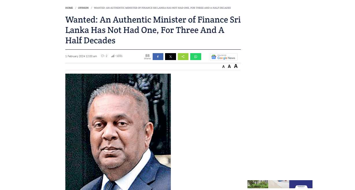 Mick Moore publishes op-ed piece in Sri Lanka’s Daily Mirror