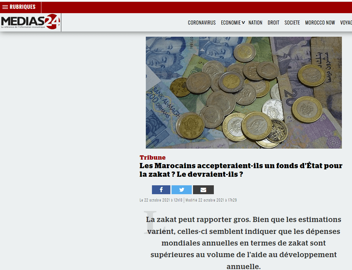 ICTD Researchers publish Op-ed in Moroccan Media on Zakat