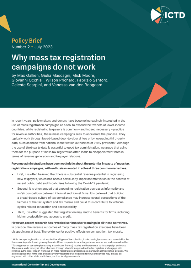 Why Mass Tax Registration Campaigns Do Not Work