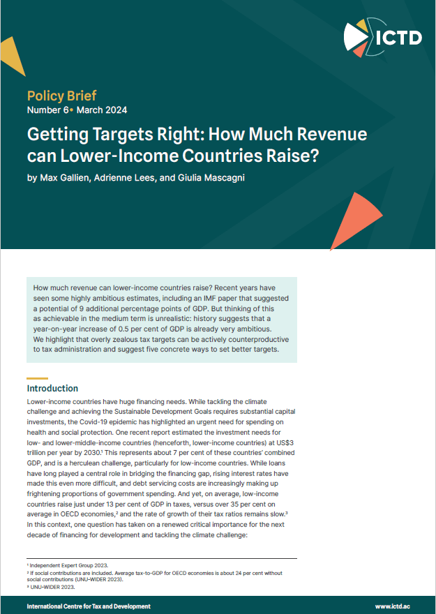 Getting Targets Right: How Much Revenue can Lower-Income Countries Raise?