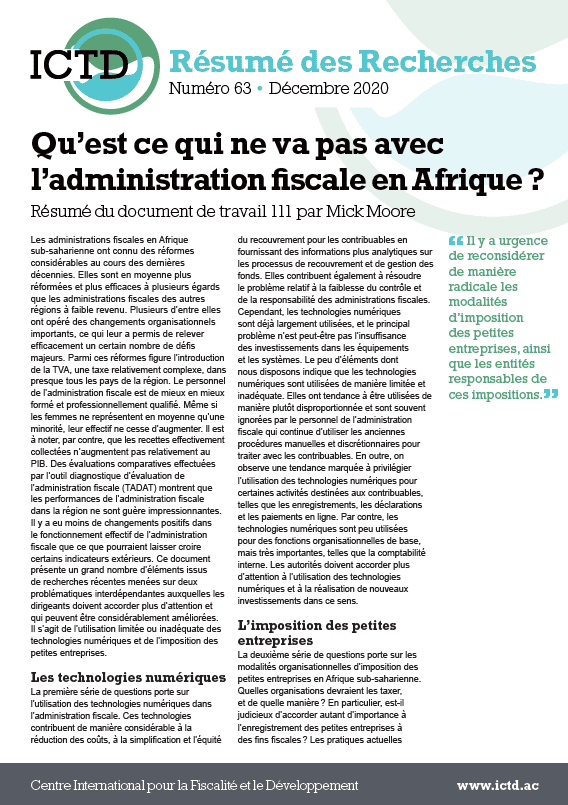 Qu’est ce qui ne va pas avec l’administration fiscale en Afrique ?