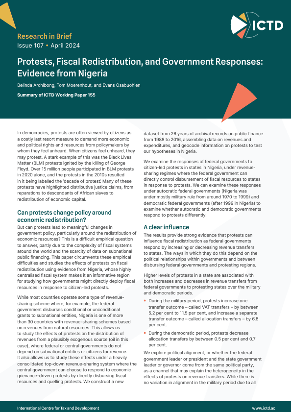 Protests, Fiscal Redistribution, and Government Responses: Evidence from Nigeria