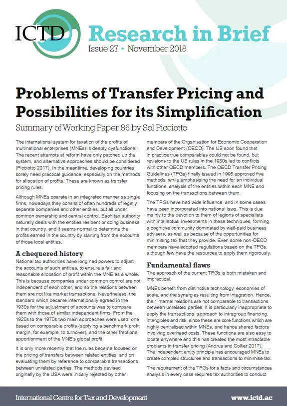 Problems of Transfer Pricing and Possibilities for its Simplification