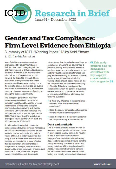 Gender and Tax Compliance: Firm Level Evidence from Ethiopia