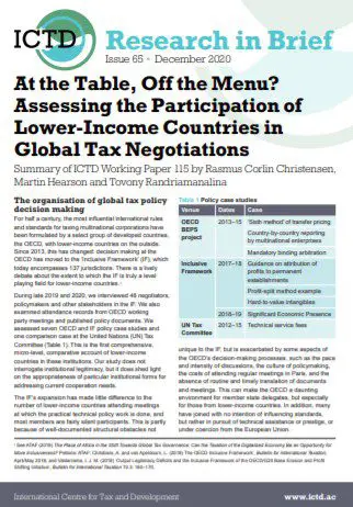 At the Table, Off the Menu? Assessing the Participation of Lower-Income Countries in Global Tax Negotiations
