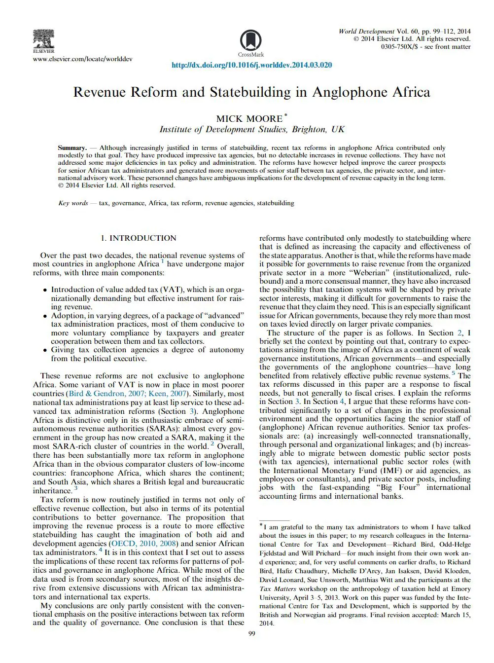 Revenue Reform and Statebuilding in Anglophone Africa