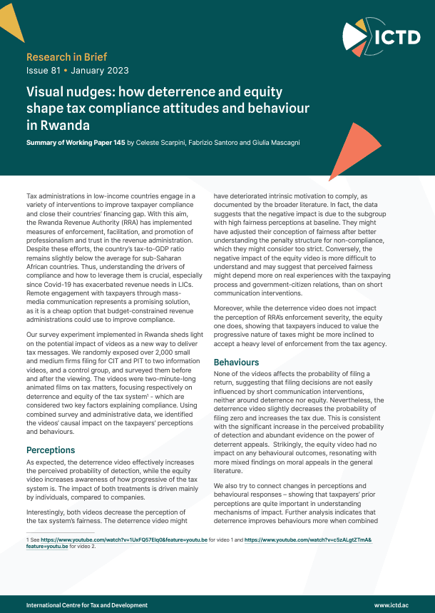 Visual Nudges: How Deterrence and Equity Shape Tax Compliance Attitudes and Behaviour in Rwanda