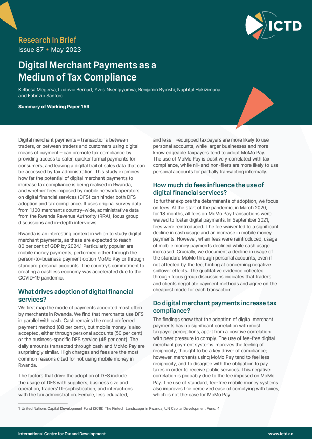 Digital Merchant Payments as a Medium of Tax Compliance