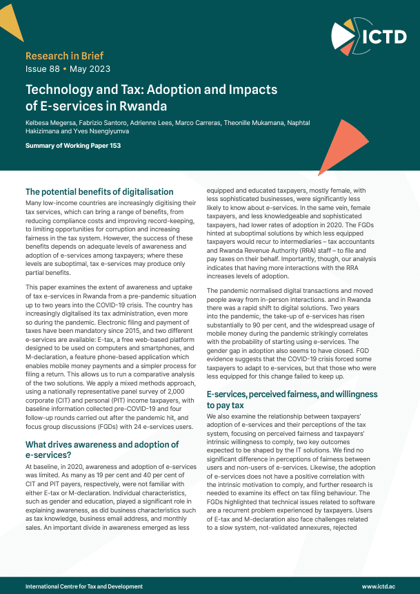Technology and Tax: Adoption and Impacts of E-services in Rwanda