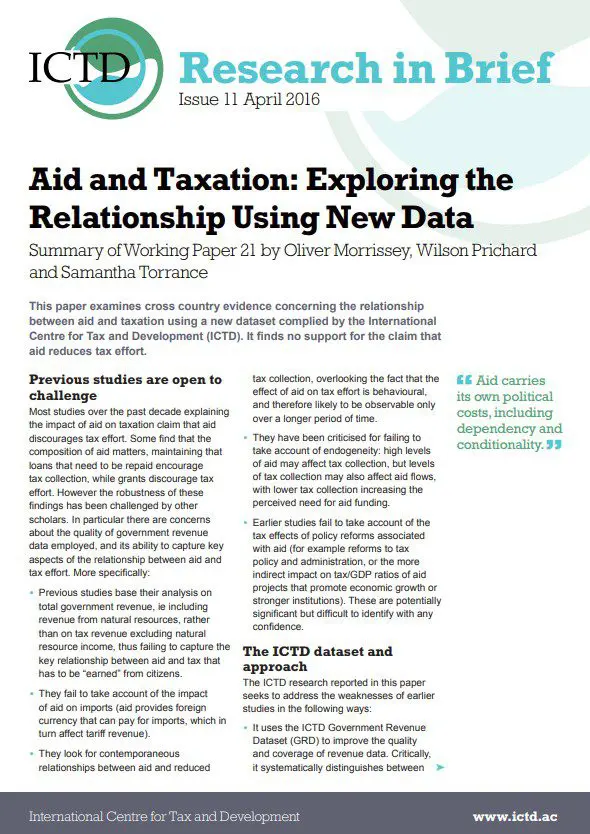 Aid and Taxation: Exploring the Relationship Using New Data