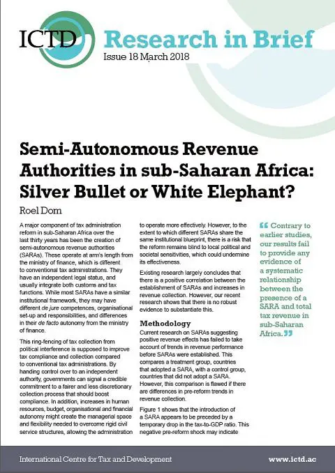 Semi-Autonomous Revenue Authorities in sub-Saharan Africa: Silver Bullet or White Elephant?